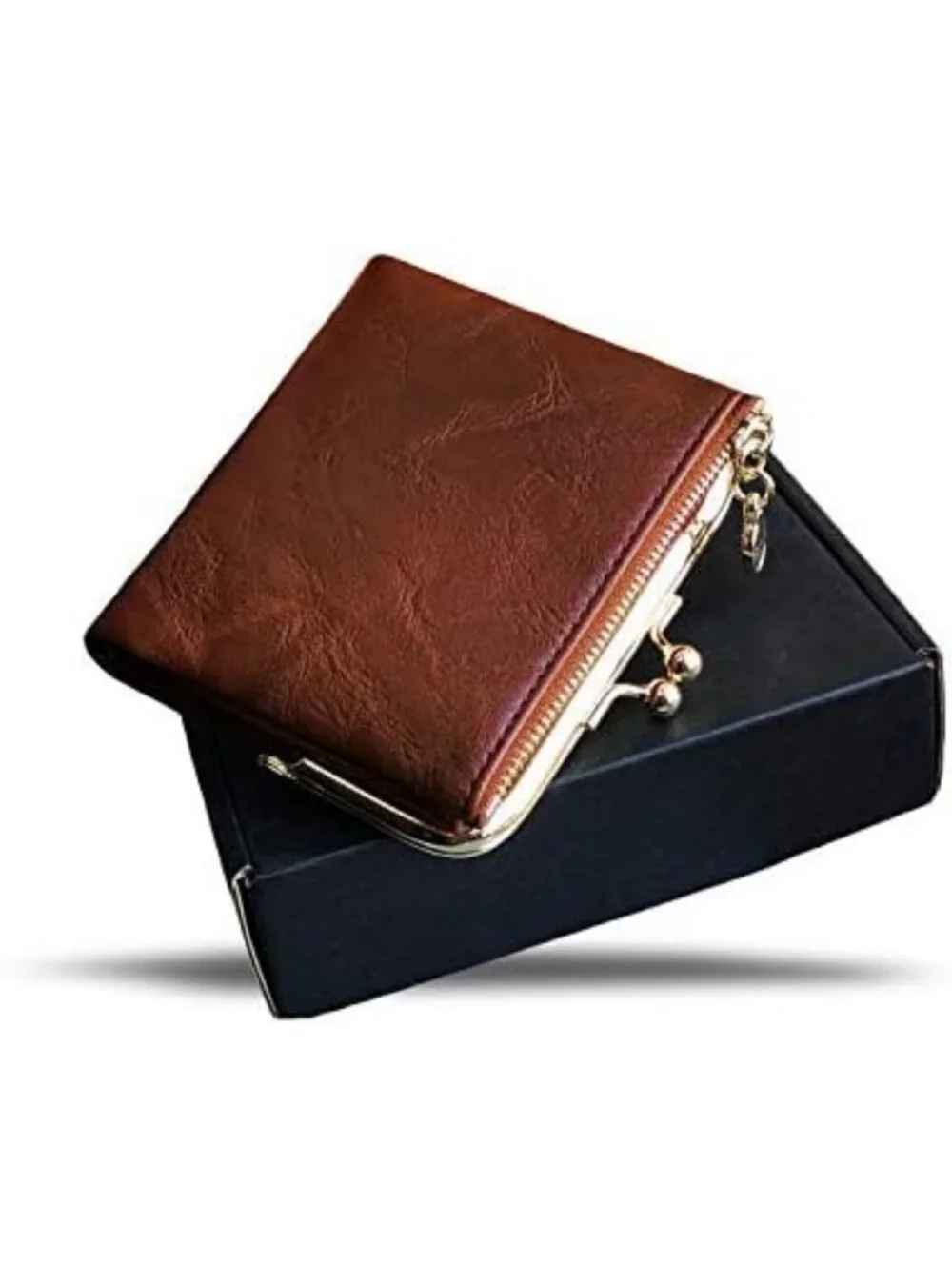 Compact RFID Women's Wallet - Vintage Leather Bifold Coin Purse with Zipper